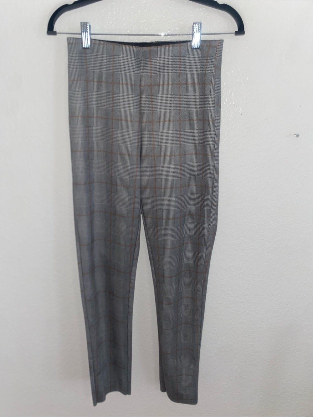 Zara Gray Plaid Dress Pants with Brown Windowpane